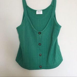 Green camisole tank top with buttons